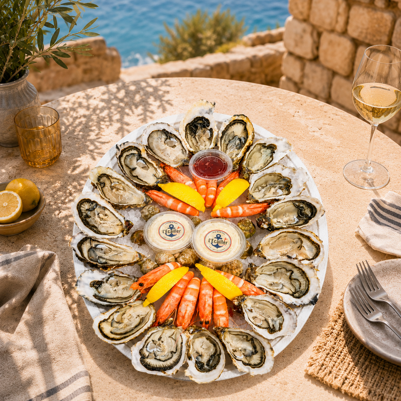 Plateau de fruits de mer L’Écailler du Sud avec huîtres, crevettes et bulots par L’Écailler de Stef