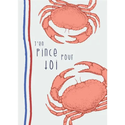 Torchon écru Sud Étoffe avec motifs crabes rouges